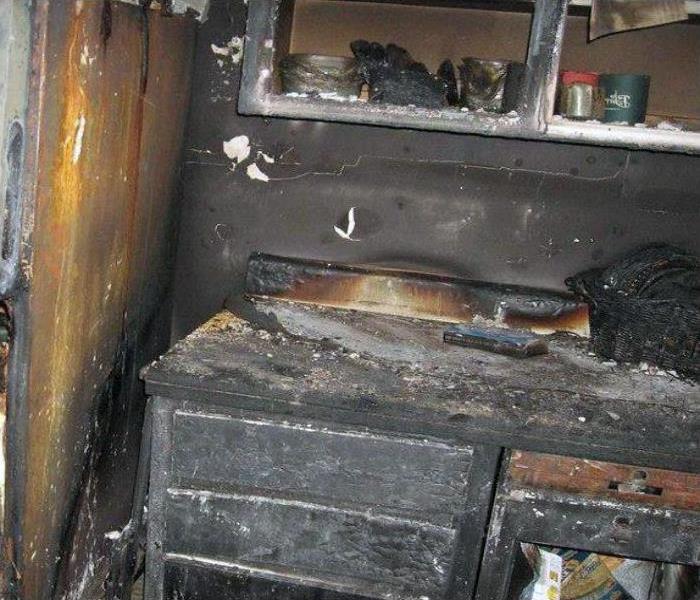 a fire damaged kitchen