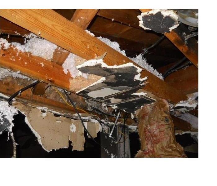 fire damaged attic space